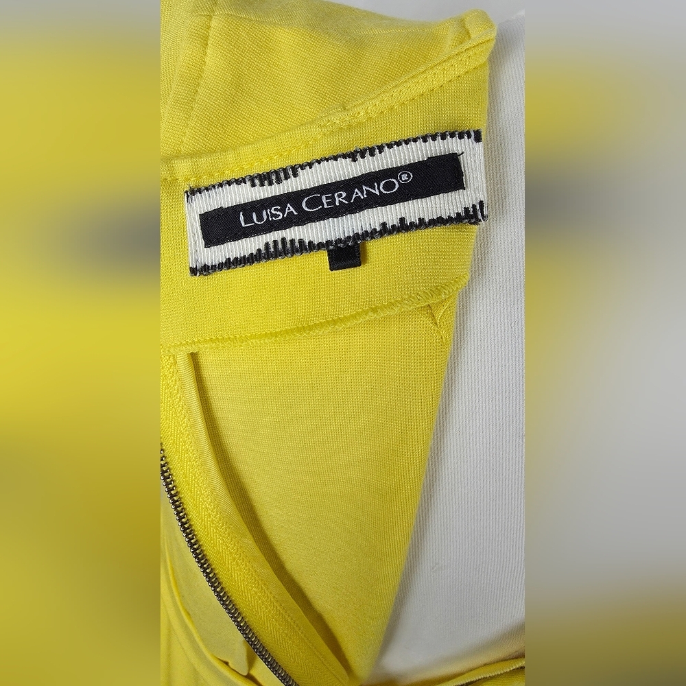 Luisa Cerano Yellow Midi Dress β Elegant Stretch Knit, Size US 4 - Picture 4 of 8